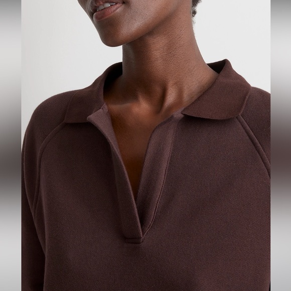 Madewell Betterterry Polo Sweatshirt in Chocolate Raisin (XXS) - Picture 4 of 13